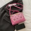 Chic Small Square PU Bag with Cherry Design Women's Trendy Crossbody Bag Sophisticate Commuter Handbag