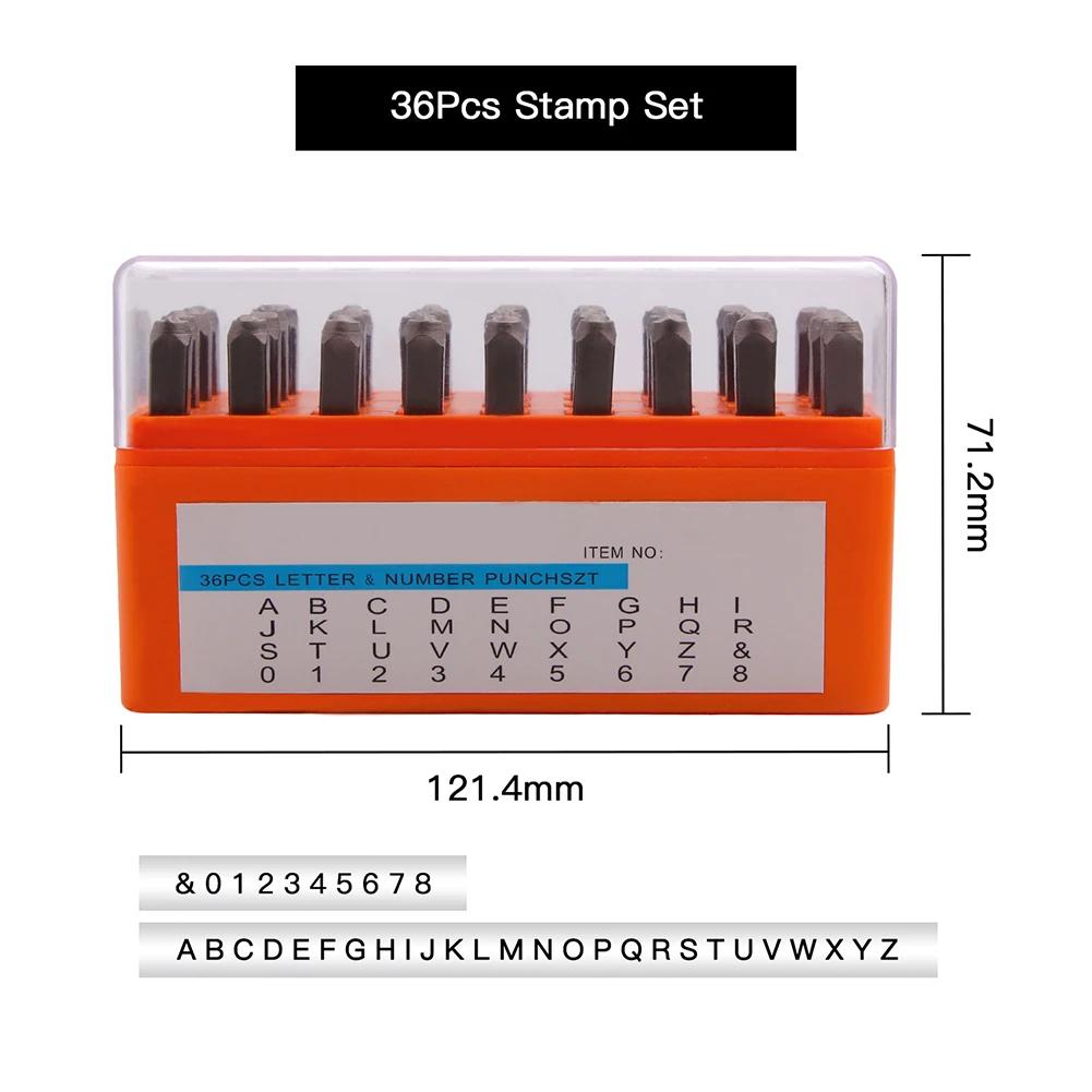 36 Piece Chrome Vanadium Steel Metal Stamping Kit for Personalizing Jewelry and Crafts with Letters and Numbers