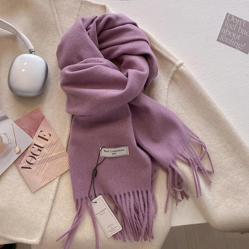 Winter Wool Scarf For Women Long Warm Cashmere Scarves Hijab Solid Lady Shawl Wrap Female Pashmina Bandana Head Scarfs New