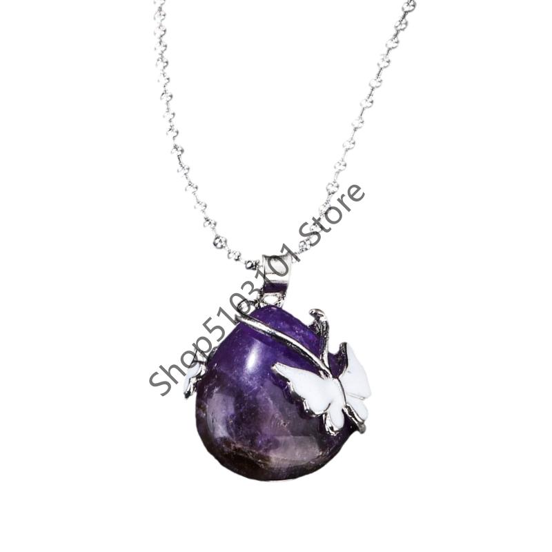 X6HE Refined Crystal Droplet Pendant Necklace Secure Clasp For Active Lifestyles