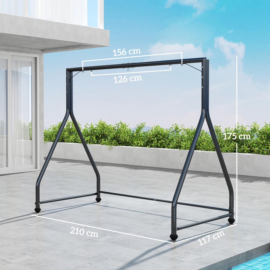 Steel Swing Stand, for 2 and 3-Seat Swings, 360 Kg Load, 210 X 117 X 175 Cm, Black