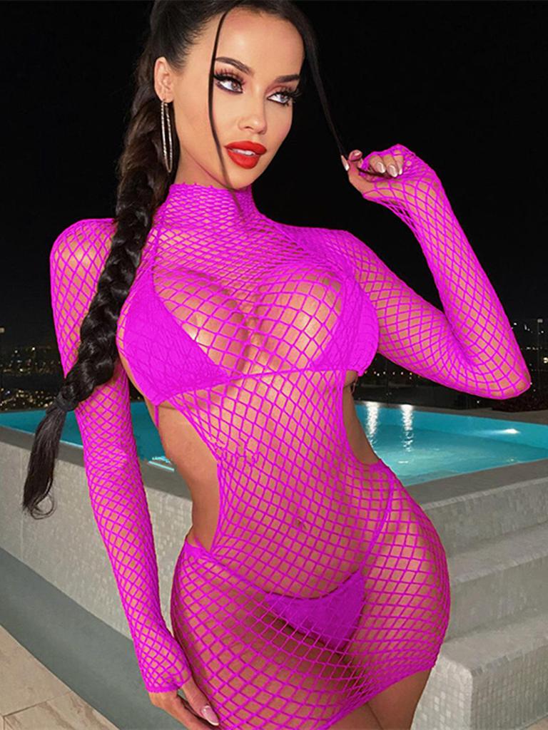 Cosplay 18 Lingerie Dress New Women Full Body Suit Sexy Mini Dress Bodystocking Black Mesh Transparent Teddy Babydoll Nightdress