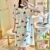 Summer Women's  Loose Short-Sleeve Cartoon Nightdress Cute Lightweight Student Style Sleepwear Home Wear Pajamas