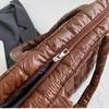Checkered Down Cotton Shoulder Bag Korean Style Puffy Bag Cotton-padded Tote Bag  Office Worker