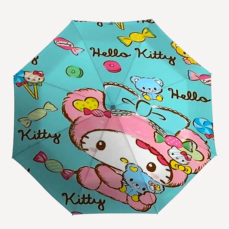 1pc Hello Kitty Automatic Opening/Closing Umbrella with Portable Tri-Fold Design, 8-Bone Iron Frame Outdoor Umbrella, Perfect Gift for Fans, Travelers