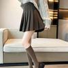American Retro Plus Size High-Waist Wool Pleated Skirt for Women