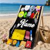 Custom Name Happy Anniversary Island Beach Towel Microfiber Beach Towel, Lightweight and Quick-Dry, for Summer Travel, Swimming Pool Gift