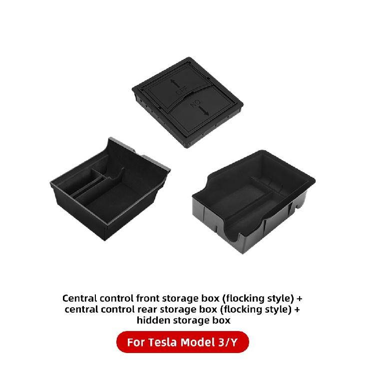 For Tesla Model 3  Model Y 2022 Storage Box Center Armrest Hidden Box Cup Holder Interior Organizer Car
