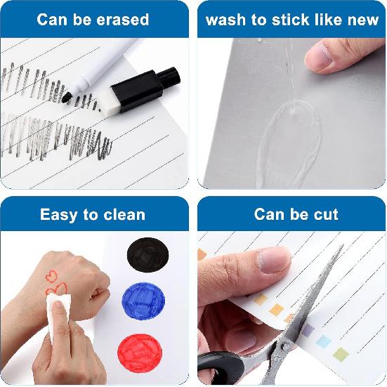 Mornajina 6Pcs Dry Erase to Do List 5x7 inch, Whiteboard Stickers for Wall with 3 Markers, Reble Lined Stickies Planner to Do List, Suitable for