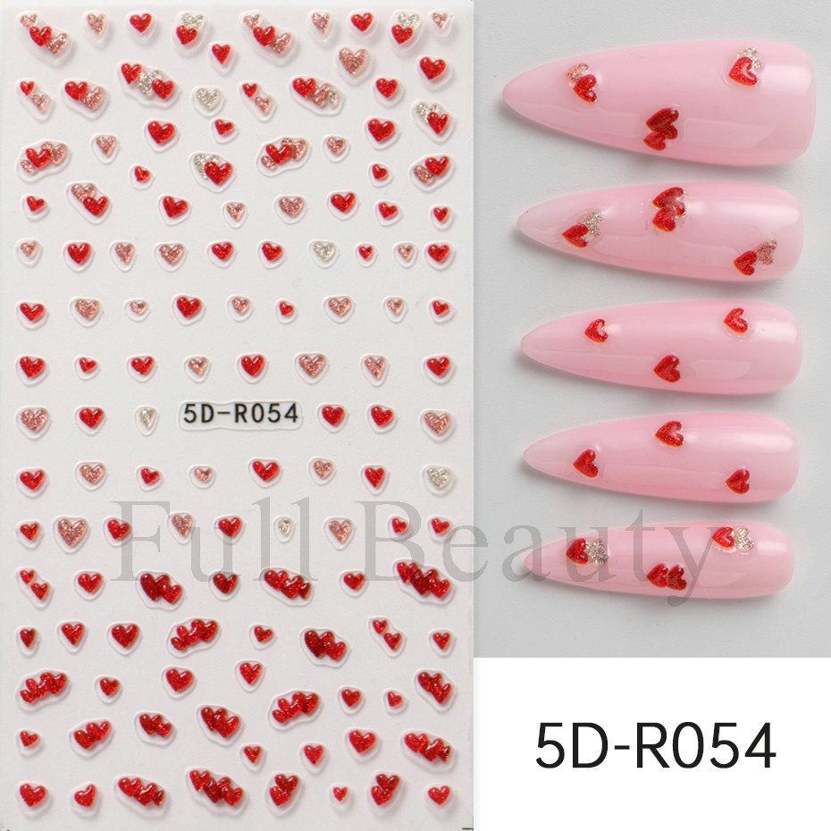 Nail Art Stickers Romantic Valentine's Day Mini Colorful Heart Embossed Three-dimensional Adhesive Nail Stickers