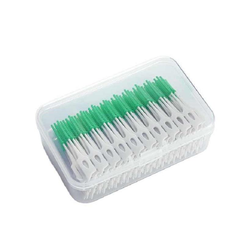 200 Pcs/Box Silicone Interdental Brushes Super Soft Dental Floss Toothpick Brush Between Teeth With Thread Oral Cleaning Tools