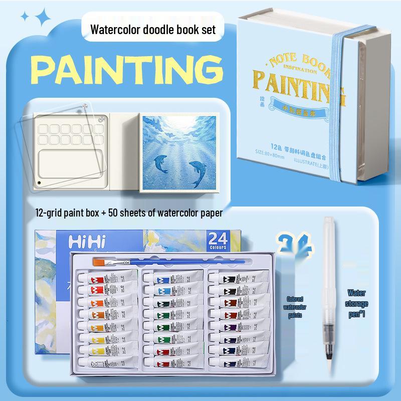 Moyu Watercolor & Acrylic Travel Sketching Set: Portable Palette, Drawing Board, and Book for Painting and Sketching.