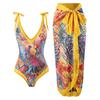 2025 Euro-American Vintage Slimming One-Piece Swimsuit for Beach and Hot Spring