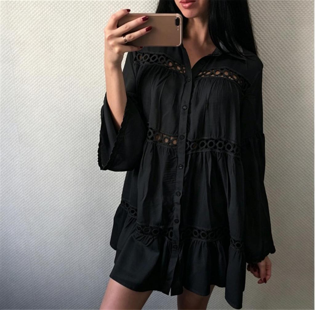 Women's Rayon Layered Lace Bell Sleeve Beach Cover-up Cardigan