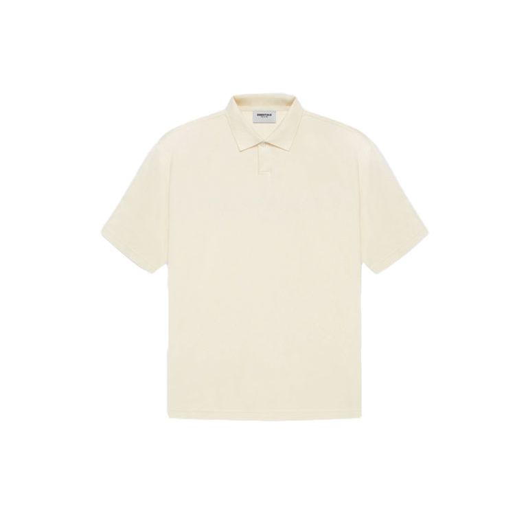 Fear of God Essentials SS21 Polo s krátkým rukávem s logem na zádech Unisex Topy Máslově krémová FOG-SS21-552