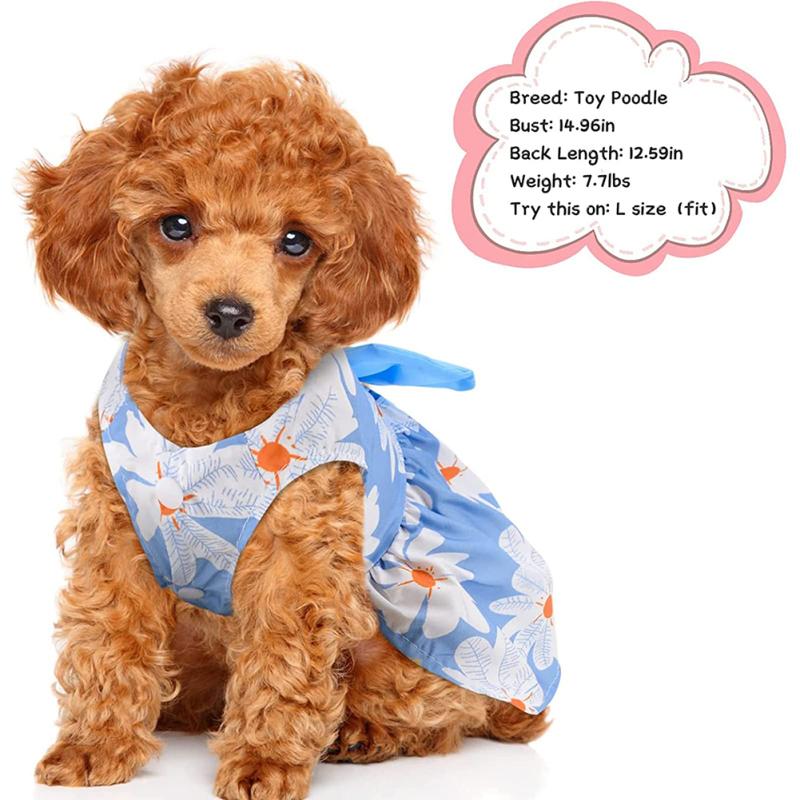 Rochie de prințesă florală pentru animale de companie Design cu fundă mare Ușoară, moale, reglabilă, câini, pisici, haine pentru plimbare