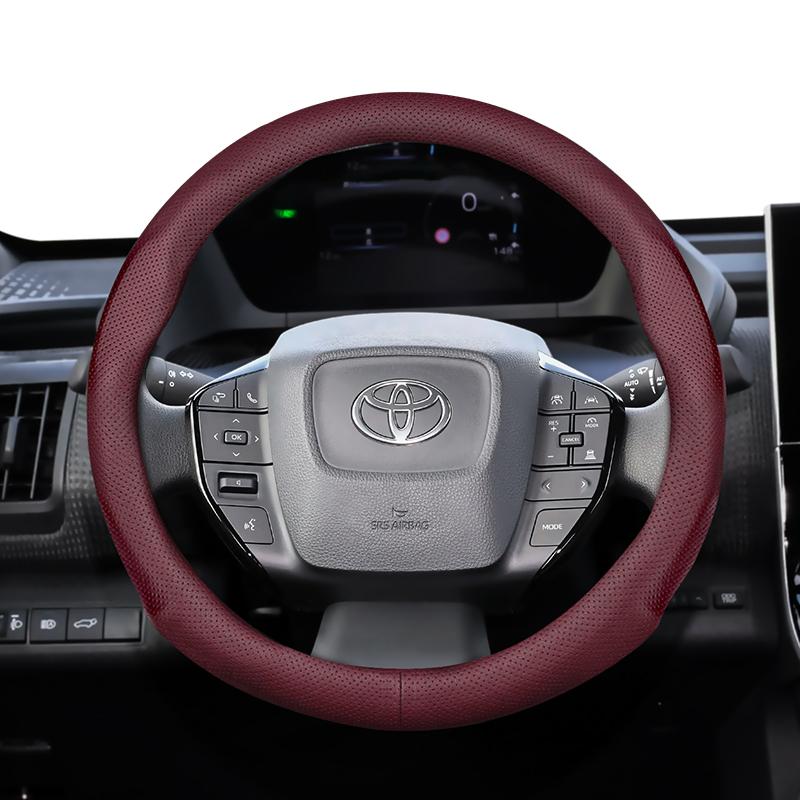 For Toyota 35-36.5cm Round Steering Wheel Cover Ultra-Thin Micro Fiber Leather Camry 86 Scion FR-S GT86 Prius bZ4X Corolla Levin