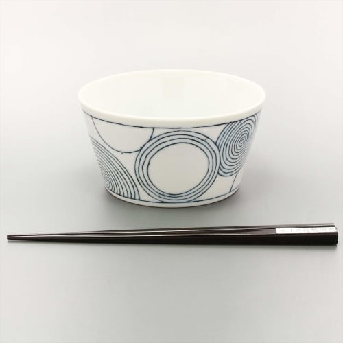 Mino Ware Swirl Pattern Non-Wrap Small Bowl with Lid, Microwave Pack, Approx. 13cm, Microwave and Dishwasher Safe, Japanese Tableware, Storage Contain
