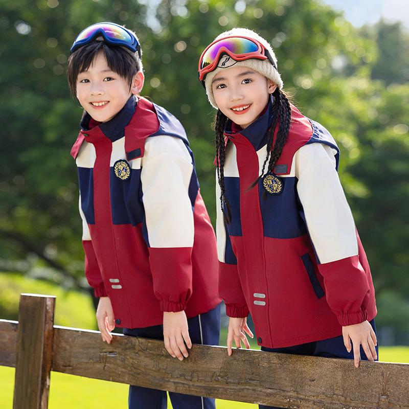 Children's Spring & Autumn Windbreaker 3-Piece School Uniform Set