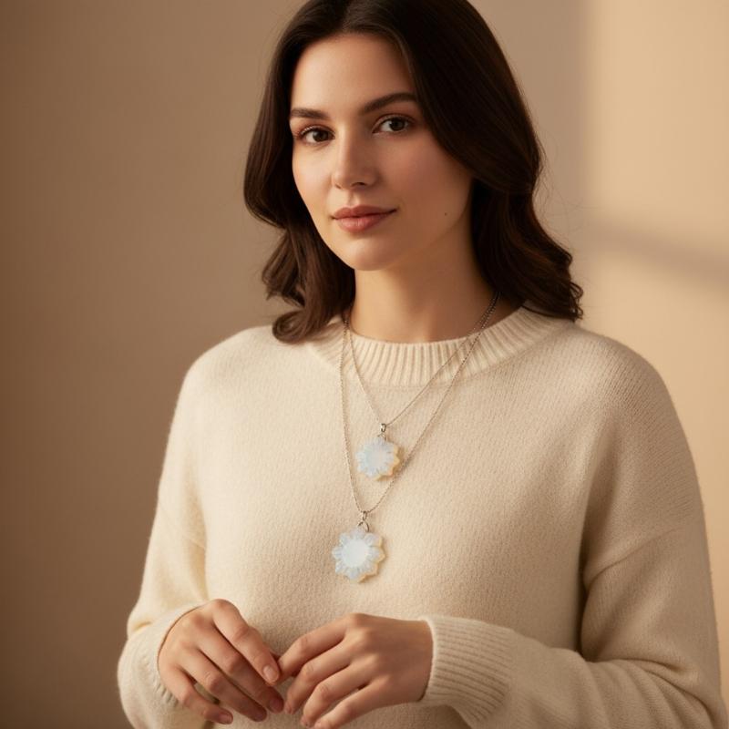 Handcraft Snowflake Agate Necklace Unique Stone Christmas Jewelry Suitable for Everyday Elegant