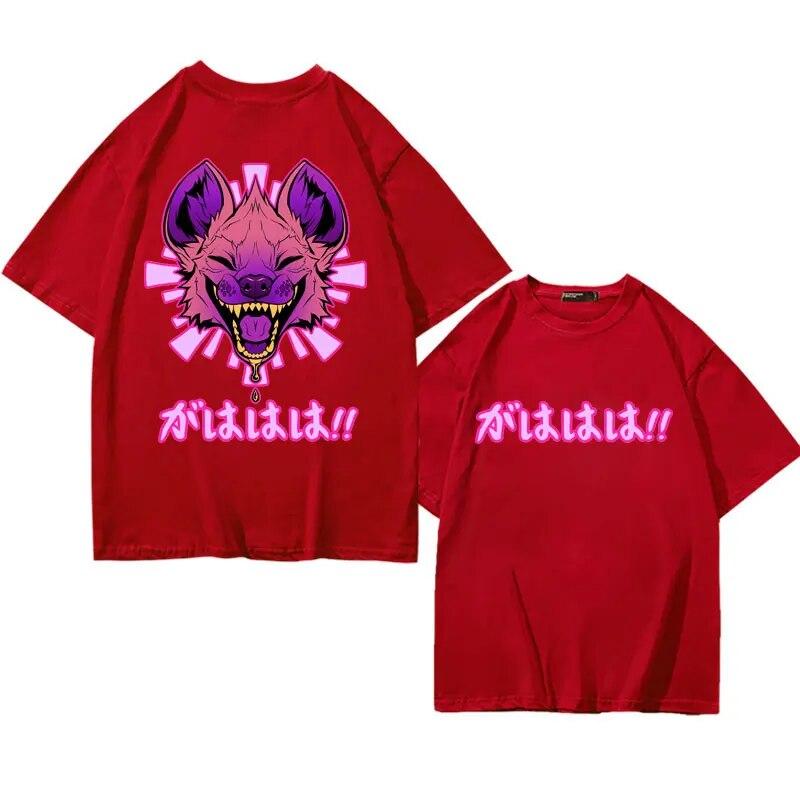 Anime Vaporwave Hyena Print T-shirt GAHAHA Furry Wildlife Safari T Shirt Unisex Women Harajuku Gothic Oversized T-shirts Streetwear
