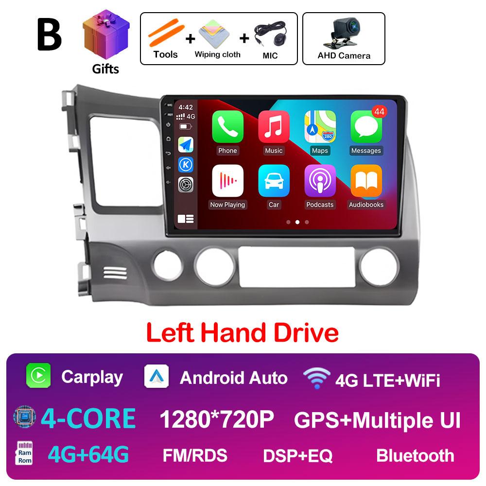 Android Auto Wireless Carplay For Honda Civic 8 2005 2006 2007 2008 - 2012 Car Multimedia Video Radio Player GPS Navigation WIFI