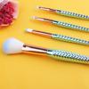 Mermaid 4-Piece Makeup Brush Set with Soft Electroplated Nylon Bristles in a PVC Bag