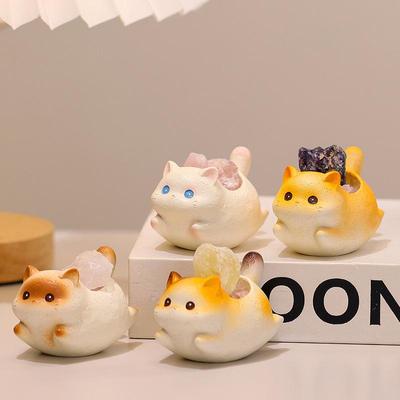 Kätzchen Yoyo Kristallornament: Niedliche Harz-Schreibtischdekoration und kreatives Geschenk