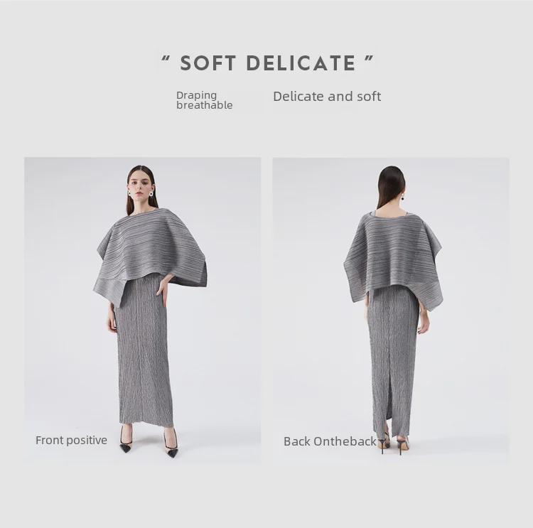 2025 Spring Women's Slim Evening Two-Piece Pleated Dress Set