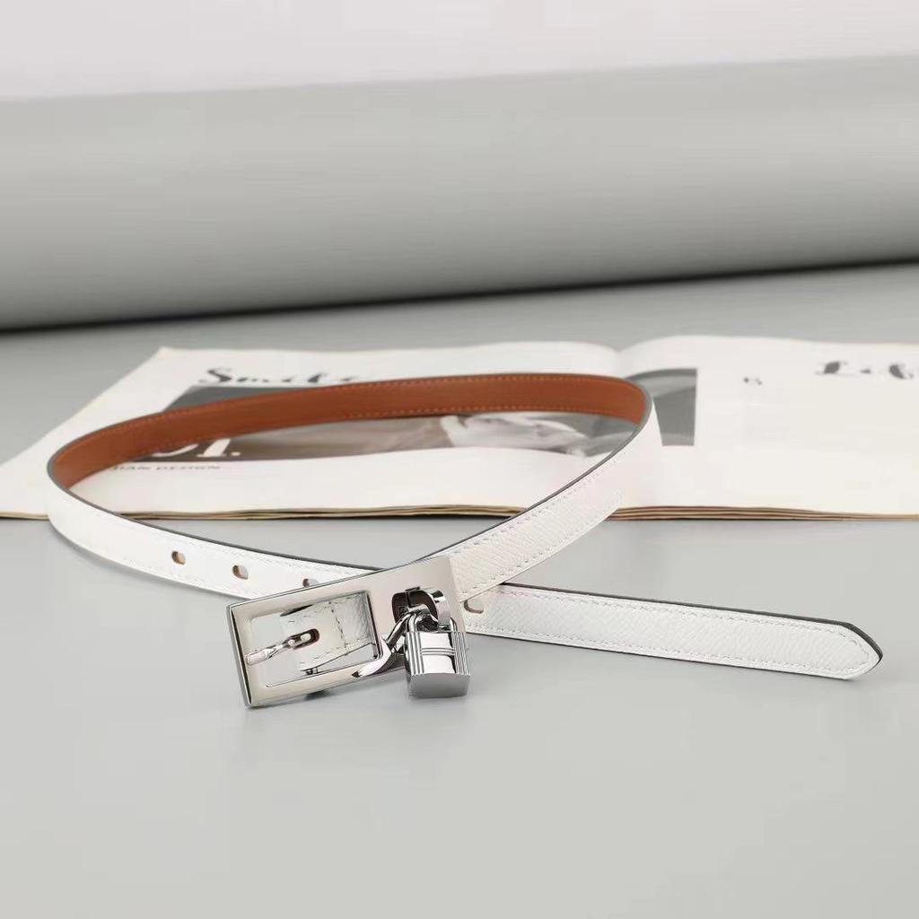 Curea de piele naturală pentru femei, cu cataramă cu pin și lacăt, din piele de vacă, pentru blugi și costume