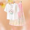 Little Tiger Patty Girls' Summer T-shirt & Pearl Skirt Set