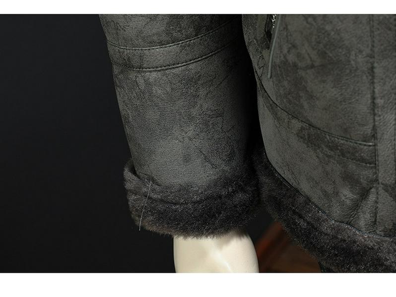 Men's Hong Kong Style PU Leather Fur-Lined Jacket