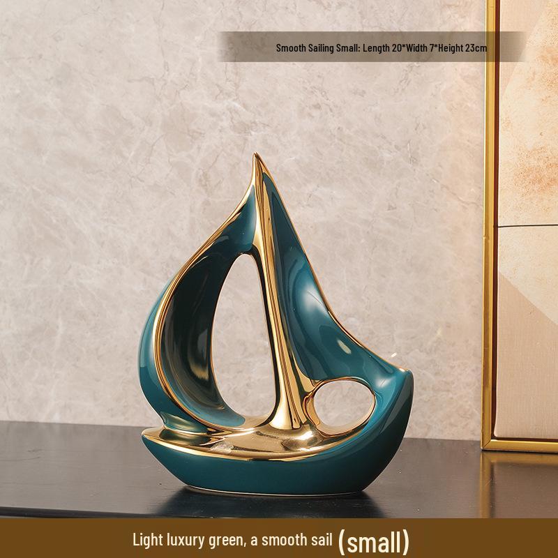 Smooth Sailing Ship Wine Cabinet Ornament Set - Luxurious Home & Office Decor