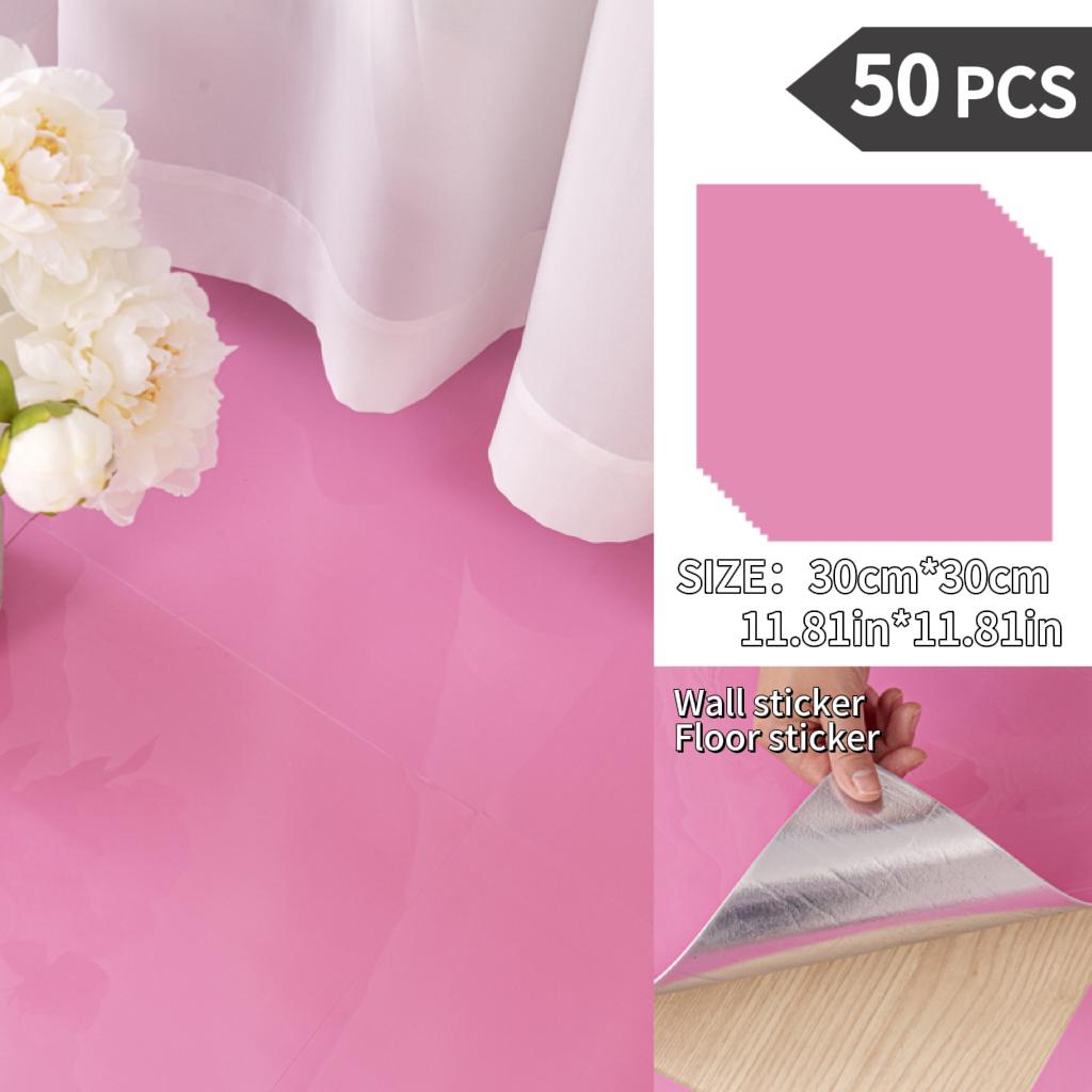 NINETAI Peel And Stick Floor Tile, 50pcs Vinyl Plank Wood Grain Look 11.81in*11.81in/48 Sq.Ft, Kitchen Mats For Floor