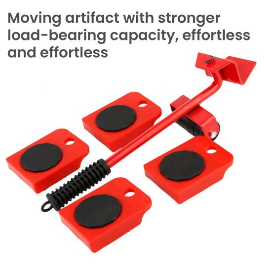 5 Pièces/Ensemble Outil de Déménagement de Meubles avec Pied-de-Biche Déménageur de Meubles Robuste avec 4 Roues Rouleau pour Appareils Ménagers Meuble Déménageur Chariot Coulissant