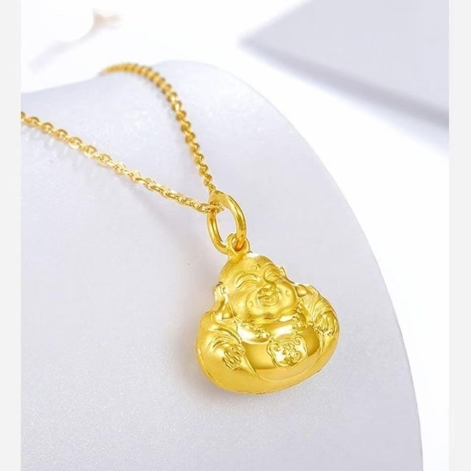 Gold Auspicious Clouds Buddha O-Shaped Unisex Pendant - Classic & Simple Style