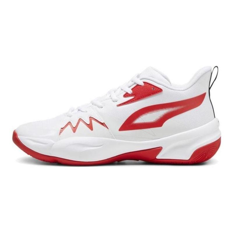 PUMA Genetics Unisex Low Top Basketball Shoes White Red 379974-04