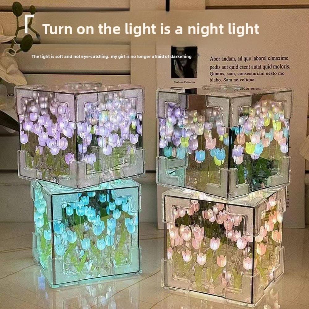 Tulip Night Light Girl Gift for Girlfriend DIY Material Handmade Flower Sea