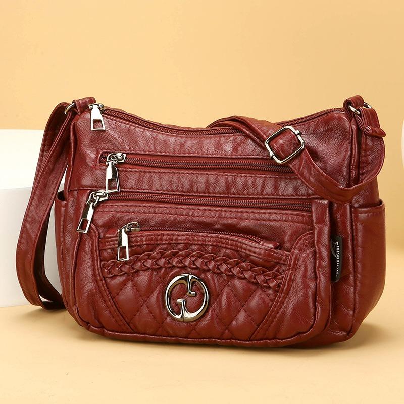 Soft Leather Multi Compartment Single Shoulder Crossbody Bag