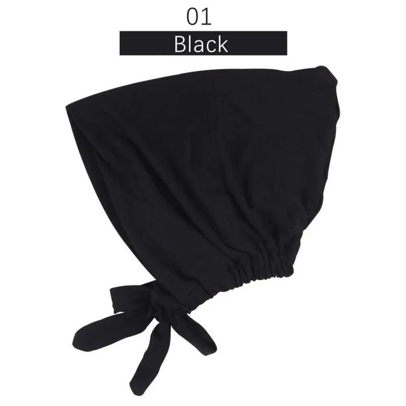 Solid Color Elastic Tie-Back Modal Undercap Hijab Scarf Adjustable Kufi Cap