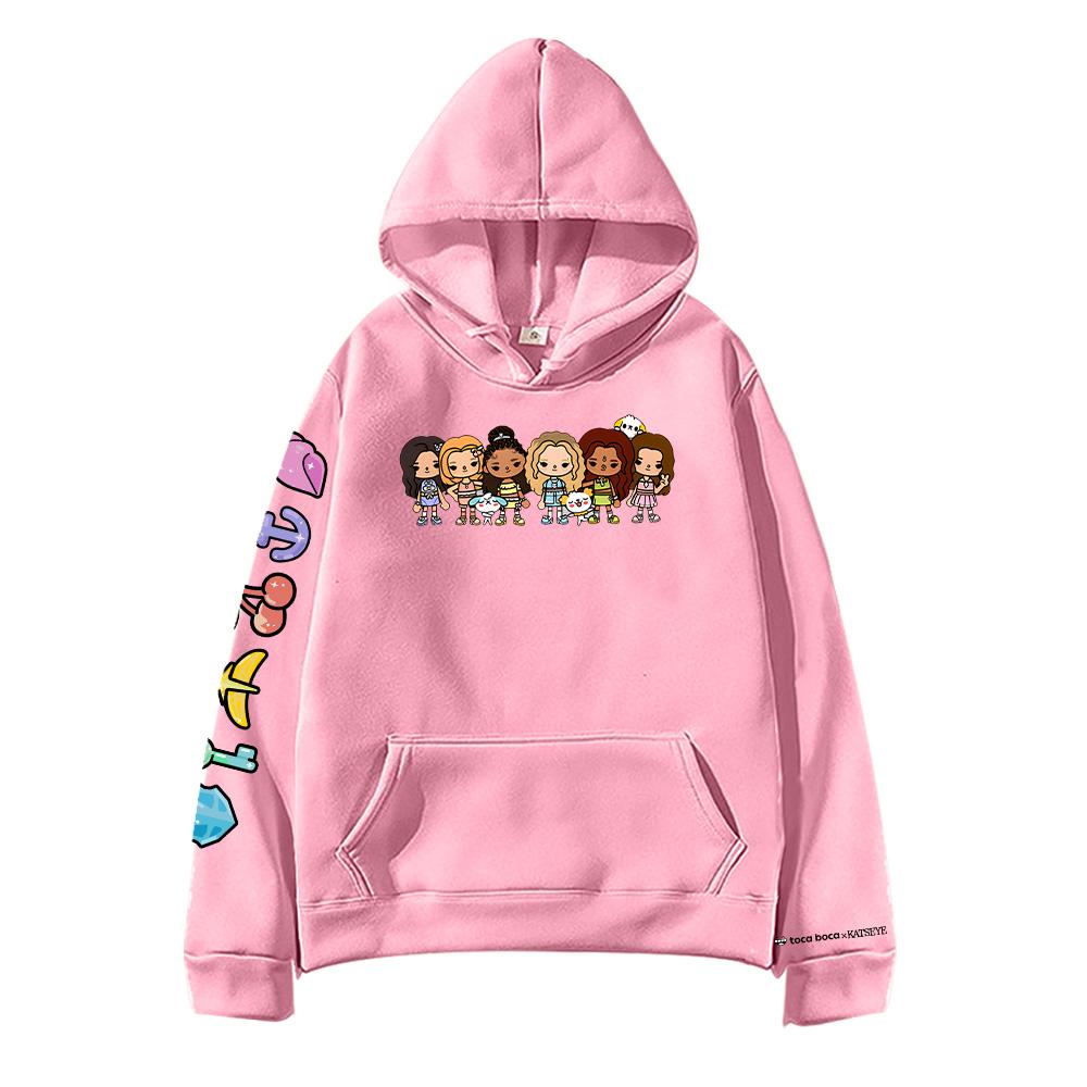 KATSEYE X Toca Boca Hoodie Damen Herren Herbst Lockeres Sweatshirt Kreatives Fleece Kapuzenpullover Lässig Hip Hop Streetwear Lässig Y2K Pullover