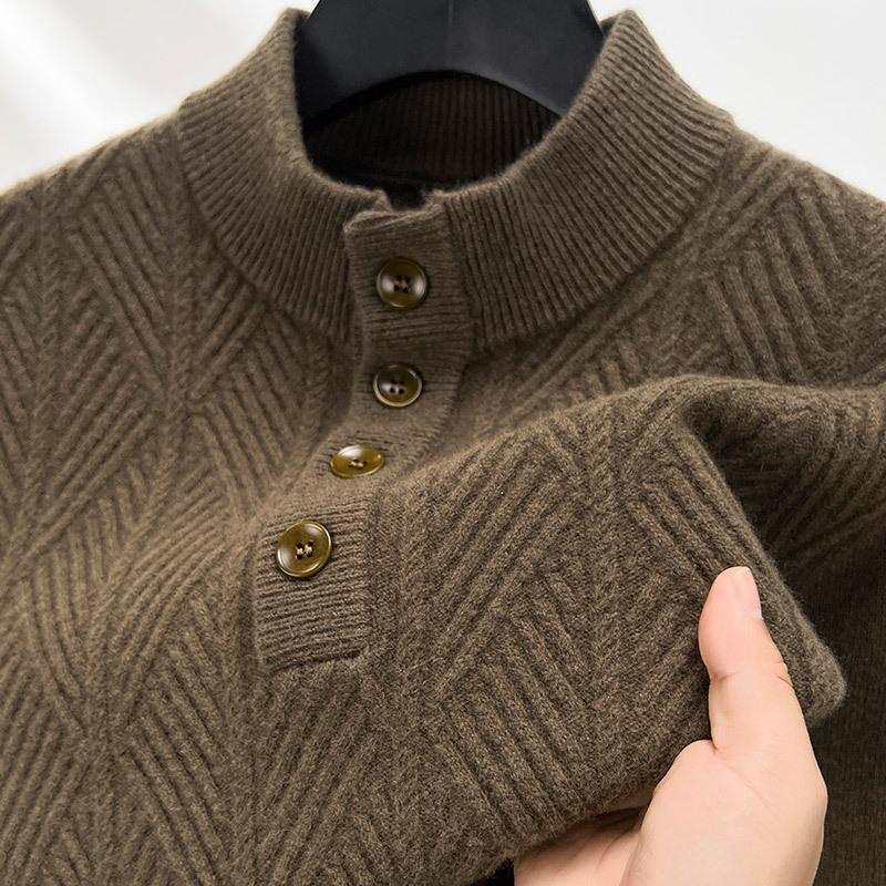 Herren Premium 100% Wolle Dicker Winterpullover mit Jacquard-Design