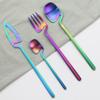 4-częściowy matowy zestaw sztućców tęczowych ze stali nierdzewnej Zestaw sztućców Nóż Widelec Kawa Lody Łyżka Zestaw obiadowy