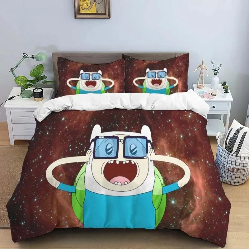 

Мультяшна Постільна Білизна Час Пригод Фінн і Джейк Ковдра Ліжко Односпальне Двоспальне Повне Королівське Розмір 3d Юнацька Дівчинка Хлопчики Подарунок 140X200cm-2pcs