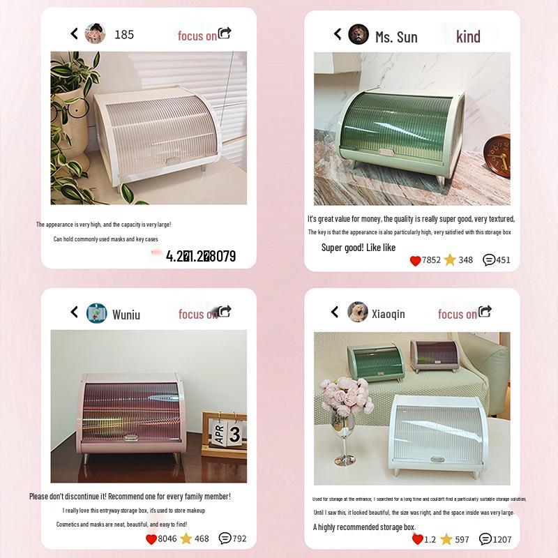 High-End Transparent Desktop Storage Box with Lid for Skincare and Cosmetics