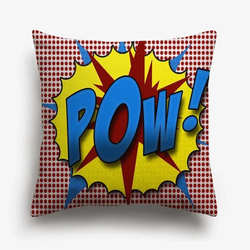 American POP ART Cushion Covers BANG WOW BOOM POW Cushion Cover Home Decorative Linen Pillow Case for Sofa Couch