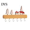 Office Badge Hanging Organizer Key Holder with 6 Hooks, Solid Wood Entryway Rack, Wall Modern Hook for Accessories Mounted Space Saving Keys