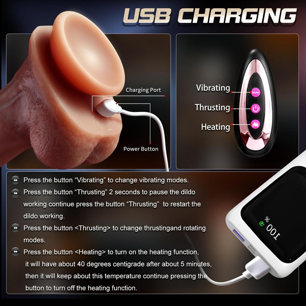 Thrusting Dildo Realistic Big Fake Penis Bezdrátový Vibrátor Sex Hračky pro ženy Kohout Vaginální Anální Play Dálkové ovládání Teleskopické pro dospělé Erotika pro ženy