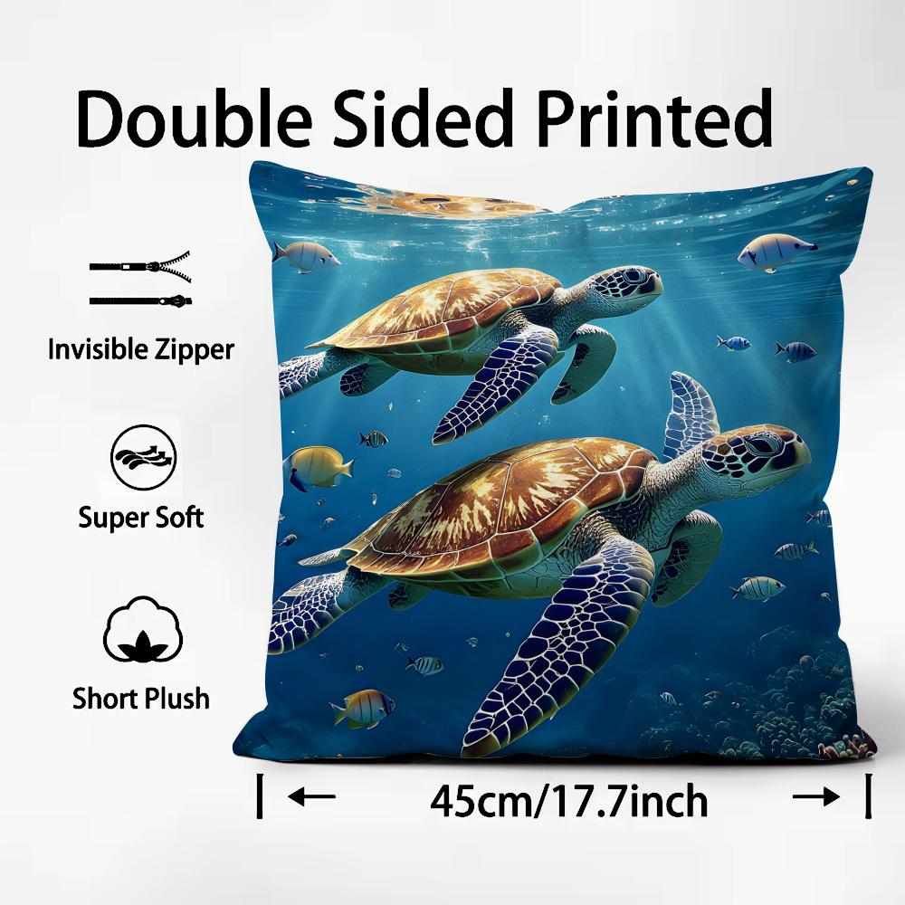 

Sea Turtle Fashion Cushion Cover Plush Fabric Soft DoubleSided Printed Sofa Warm Winter Home Child Gift Pillow Case 30x30cm