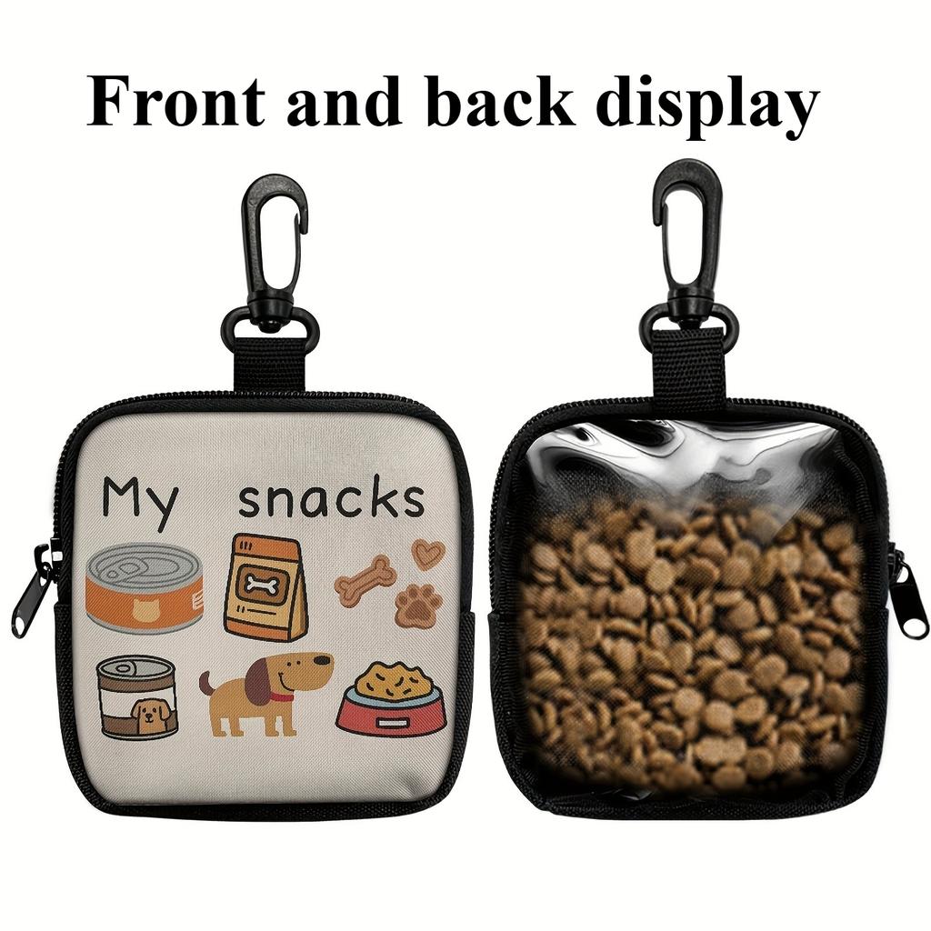 Hundeleckerli-Tasche Hundemuster Leckerli-Tasche mit Haken Reißverschluss Haustier Welpen Training Spaziergang Tasche Transparente Hundetraining Zubehör 1 Stück